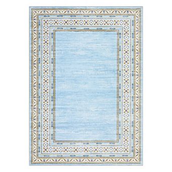 Modern Washable Geometric Area Rug, Soft Non-Slip Thin Accent Carpet for Living Room Bedroom Office