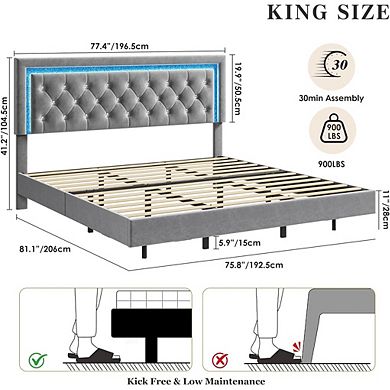 Modern Floating Upholstered Platform Bed Frame