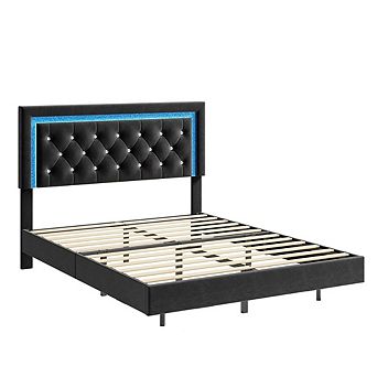 Modern Floating Upholstered Platform Bed Frame