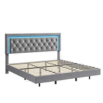 Modern Floating Upholstered Platform Bed Frame