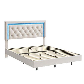 Modern Floating Upholstered Platform Bed Frame