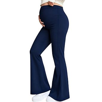 Women's Maternity High Waist Flare Pants Casual Stretchy Pregnancy Bell Bottom Trousers