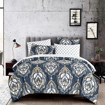 Blue Medallion Comforter Set with Sheets