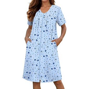 Ekouaer Zipper Robes for Women Short Knit Bathrobes Lightweight Knee Length Housecoat Nightgown