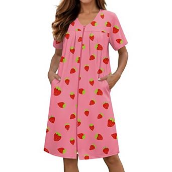 Ekouaer Zipper Robes for Women Short Knit Bathrobes Lightweight Knee Length Housecoat Nightgown