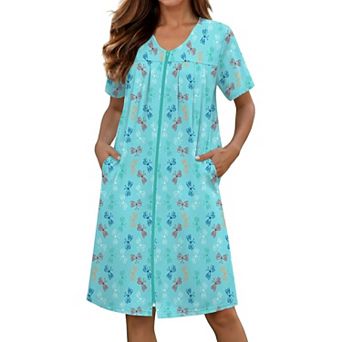 Ekouaer Zipper Robes for Women Short Knit Bathrobes Lightweight Knee Length Housecoat Nightgown