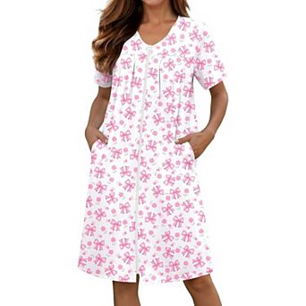 Ekouaer Zipper Robes for Women Short Knit Bathrobes Lightweight Knee Length Housecoat Nightgown