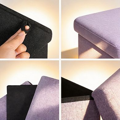 Folding Storage Ottoman Cube Faux Leather Multifunctional Footrest Stool