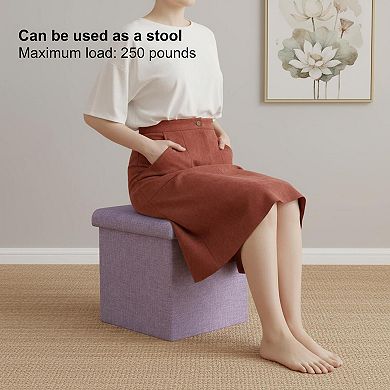 Folding Storage Ottoman Cube Faux Leather Multifunctional Footrest Stool