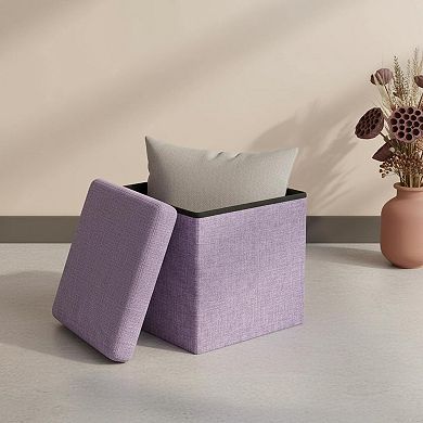 Folding Storage Ottoman Cube Faux Leather Multifunctional Footrest Stool