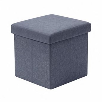 Folding Storage Ottoman Cube Faux Leather Multifunctional Footrest Stool
