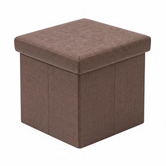 Folding Storage Ottoman Cube Faux Leather Multifunctional Footrest Stool