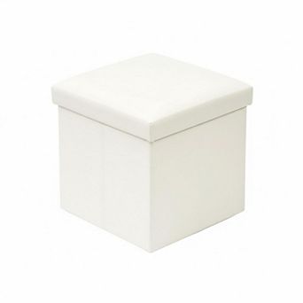 Folding Storage Ottoman Cube Faux Leather Multifunctional Footrest Stool