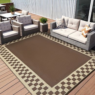 Reversible Outdoor Rug, Waterproof Plastic Straw Mat, Easy to Clean, Fade Resistant