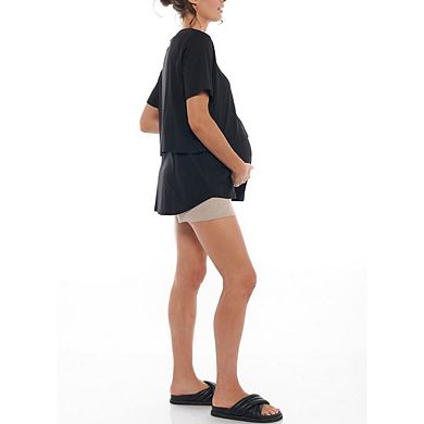 Women's Casual Maternity Loose Fit T Shirt Round Neck Short Sleeve Multifunctional Basic T Shirt