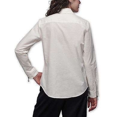 The Essential Long Sleeve Oxford Zip Up Shirt