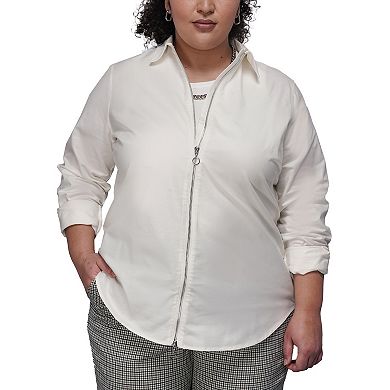 The Essential Long Sleeve Oxford Zip Up Shirt