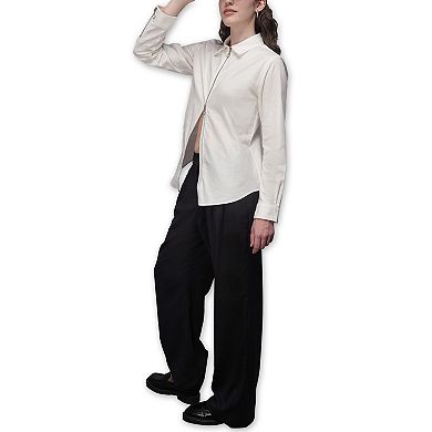 The Essential Long Sleeve Oxford Zip Up Shirt