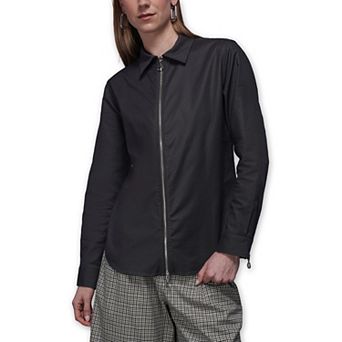 The Essential Long Sleeve Oxford Zip Up Shirt