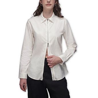 The Essential Long Sleeve Oxford Zip Up Shirt