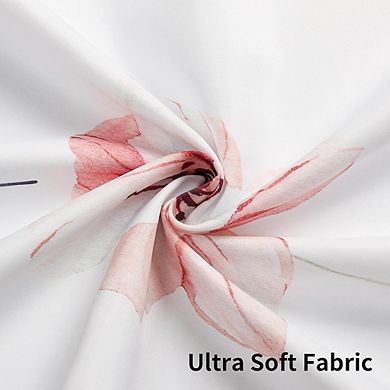 Flower Shower Curtain with Snap-in Liner, No Hook, Waterproof, Mesh Window