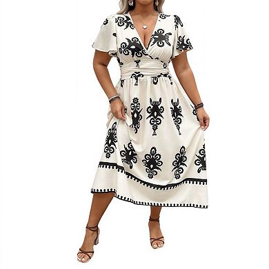 Elegant High Waist Floral Maxi Dress for Plus Size Women