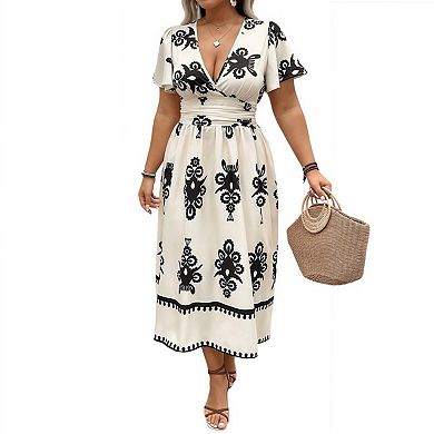 Elegant High Waist Floral Maxi Dress for Plus Size Women