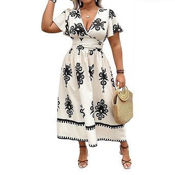 Elegant High Waist Floral Maxi Dress for Plus Size Women