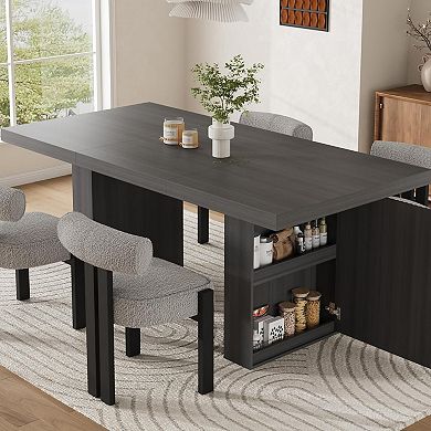 70.8" Wood Kitchen Table with Thickened Tabletop and Fluted Legs