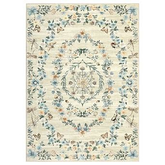 Polyester Rectangular Hallway Bathroom Entryway Kitchen Office Foldable Flower Printed Washable Rug