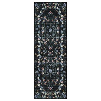 Polyester Rectangular Hallway Bathroom Entryway Kitchen Office Foldable Flower Printed Washable Rug