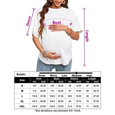 Women's Maternity Casual Shirt Round Neck Raglan Short Sleeve Wavy Ioose Top