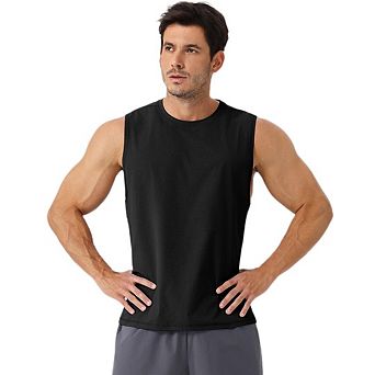 Men's Sleeveless Shirts Quick Dry Tank Tops Sun Protection UPF 50+ Athletic Gym Workout Muscle Wear