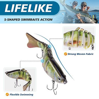 6PC Fishing Lures Multi Jointed Swimbaits Slow Sinking