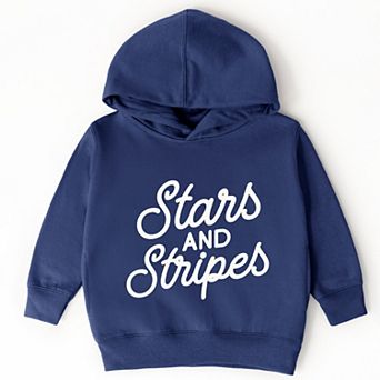 Stars and Stripes Slanted Cursive Puff Print - Toddler Hoodie