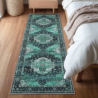 Machine Washable Area Rugs Vintage Area Rugs with Non-Slip Backing, Stain-Resistant