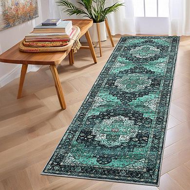 Machine Washable Area Rugs Vintage Area Rugs with Non-Slip Backing, Stain-Resistant