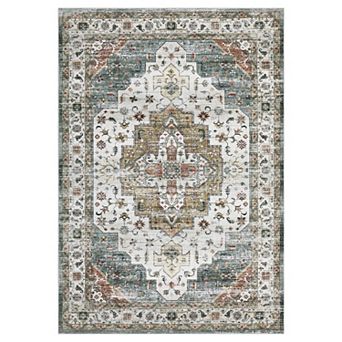 Machine Washable Area Rugs Vintage Area Rugs with Non-Slip Backing, Stain-Resistant
