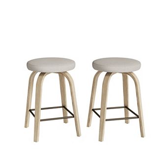 Pnronnc Upholstered Round Bar Stools Swivel Barstool Counter Height Island Stools Dining Chairs