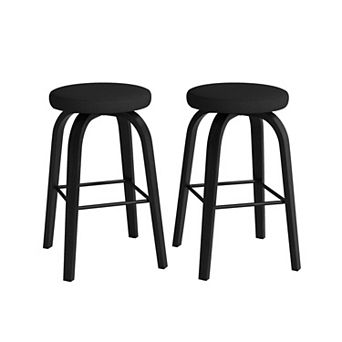 Pnronnc Upholstered Round Bar Stools Swivel Barstool Counter Height Island Stools Dining Chairs
