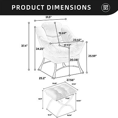 Eazegath Modern Upholstered Lounge Accent Chair Lazy Chair with Ottoman and Armrests