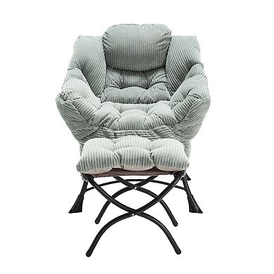 Eazegath Modern Upholstered Lounge Accent Chair Lazy Chair with Ottoman and Armrests