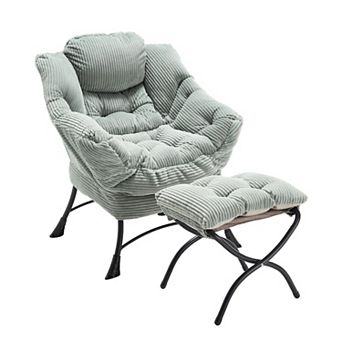 Eazegath Modern Upholstered Lounge Accent Chair Lazy Chair with Ottoman and Armrests