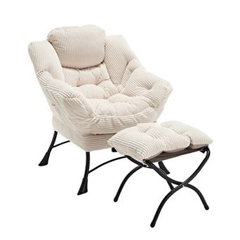 Eazegath Modern Upholstered Lounge Accent Chair Lazy Chair with Ottoman and Armrests