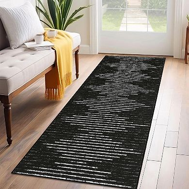 Polyester Pearl Velvet Hallway Bathroom Entryway Kitchen Office Foldable Line Printed Area Rug
