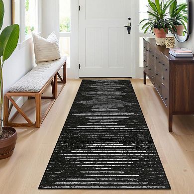 Polyester Pearl Velvet Hallway Bathroom Entryway Kitchen Office Foldable Line Printed Area Rug