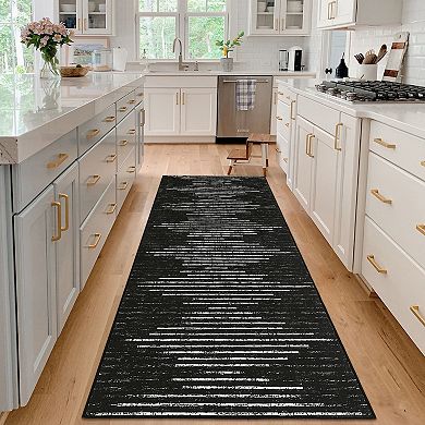 Polyester Pearl Velvet Hallway Bathroom Entryway Kitchen Office Foldable Line Printed Area Rug