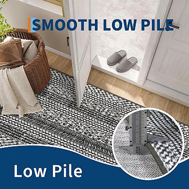 Modern Minimalist Area Rug, Washable Geometric Low Pile, Non-Slip Carpet, Mark Resistant, Ultra Thin