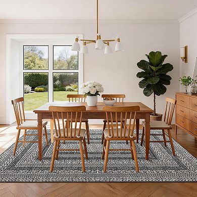 Modern Minimalist Area Rug, Washable Geometric Low Pile, Non-Slip Carpet, Mark Resistant, Ultra Thin
