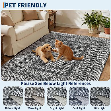 Modern Minimalist Area Rug, Washable Geometric Low Pile, Non-Slip Carpet, Mark Resistant, Ultra Thin